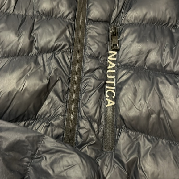 Nautica Blue Puffer Jacket Quilted Design High Collar - Picture 7 of 10